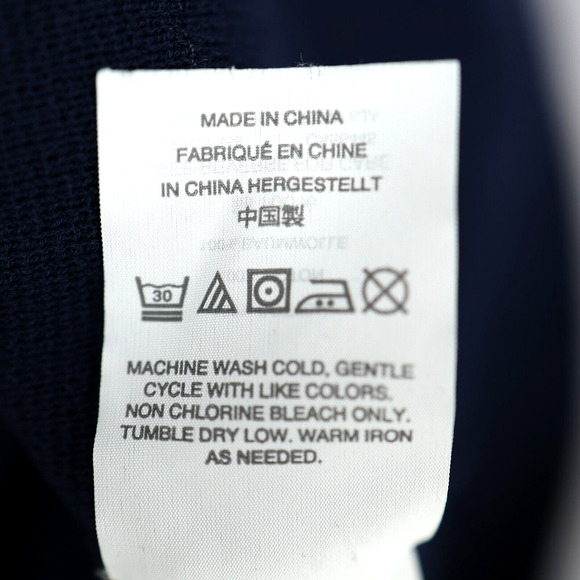 J Crew Top Womens Medium Navy Blue White Ruffle Sweater Cotton Knit Whimsy - Picture 12 of 12